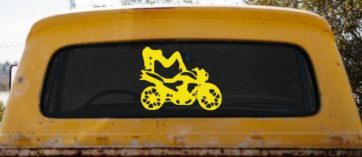 Chic Girl Women on Motorcycle Car or Truck Window Decal Sticker (Yellow)
