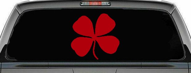 Four Leaf Clover Car or Truck Window Decal Sticker (Red)