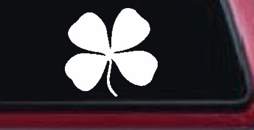 Four Leaf Clover Car or Truck Window Vinyl Decal Sticker (White)