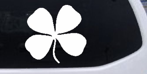 Four Leaf Clover Car or Truck Window Vinyl Decal Sticker (White)