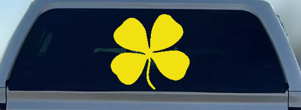 Four Leaf Clover Car or Truck Window Decal Sticker (Yellow)