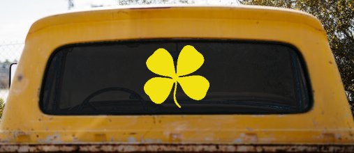 Four Leaf Clover Car or Truck Window Decal Sticker (Yellow)