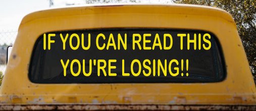 If you can read this you are losing Moto Sports Car or Truck Window Decal Sticker (Yellow)