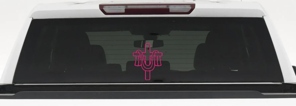 Christian Cross Draped Cloth Car Truck Window Vinyl Decal Sticker (Hot Pink)