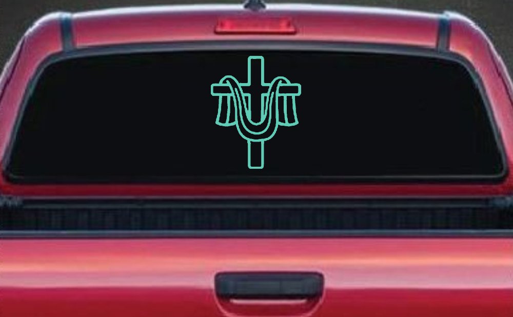 Cross with cloth draped Christian Car or Truck Window Decal Sticker