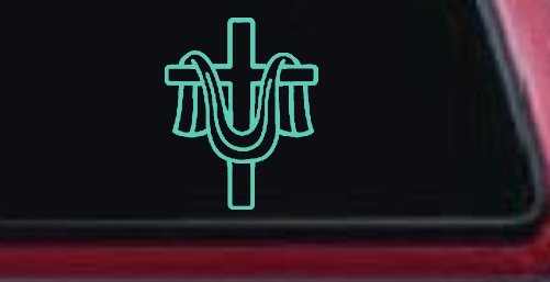 Cross with cloth draped Christian Car or Truck Window Decal Sticker (Mint)