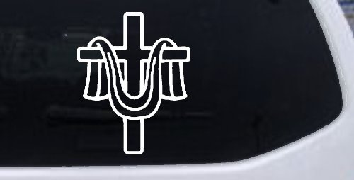 Cross with cloth draped Christian Car or Truck Window Decal Sticker