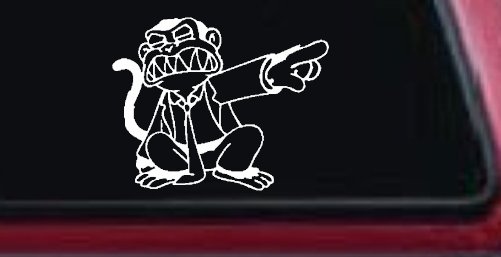 Evil Monkey Car or Truck Window Decal Sticker (White)