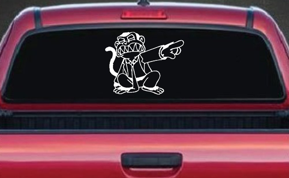 Evil Monkey Car or Truck Window Decal Sticker (White)