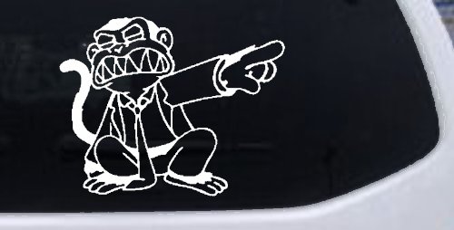 Evil Monkey Car or Truck Window Decal Sticker (White)