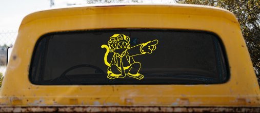 Evil Monkey Car or Truck Window Decal Sticker (Yellow)
