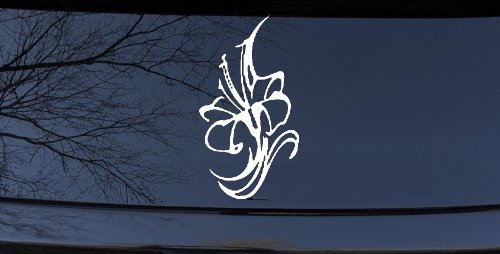 Lilly Flowers And Vines Car or Truck Window Decal Sticker (White)
