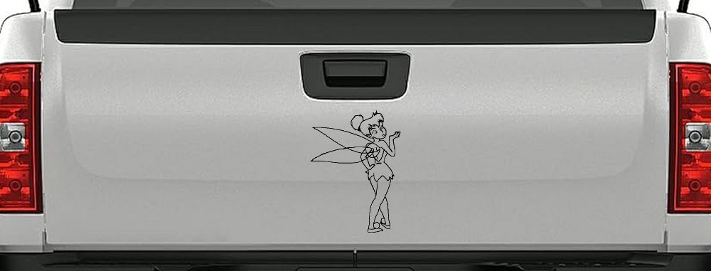 Tinkerbell Tinker Bell Blowing a Kiss Fairy Tale Cartoons Car or Truck Window Decal Sticker (Black)