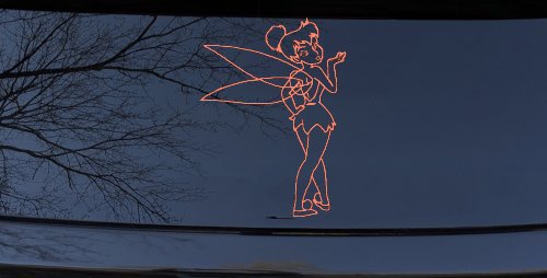 Tinkerbell Tinker Bell Blowing a Kiss Fairy Tale Cartoons Car or Truck Window Decal Sticker (Coral)