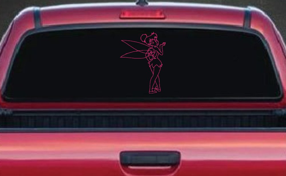 Tinkerbell Tinker Bell Blowing a Kiss Fairy Tale Cartoons Car or Truck Window Decal Sticker (Hot Pink)