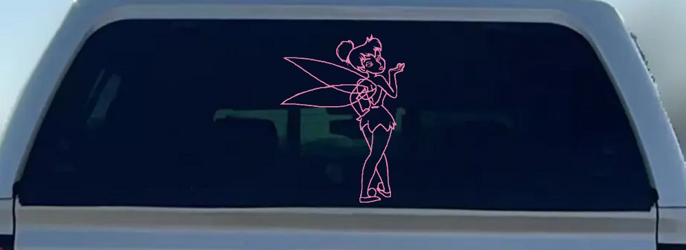Tinkerbell Tinker Bell Blowing a Kiss Fairy Tale Cartoons Car or Truck Window Decal Sticker (Pink)