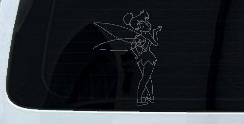 Tinkerbell Tinker Bell Blowing a Kiss Fairy Tale Cartoons Car or Truck Window Decal Sticker (Silver)
