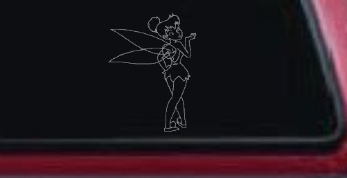 Tinkerbell Tinker Bell Blowing a Kiss Fairy Tale Cartoons Car or Truck Window Decal Sticker (Telegrey)