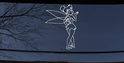 Tinkerbell Tinker Bell Blowing a Kiss Fairy Tale Cartoons Car or Truck Window Decal Sticker (White)