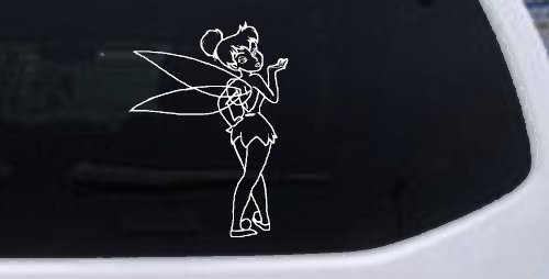Tinkerbell Tinker Bell Blowing a Kiss Fairy Tale Cartoons Car or Truck Window Decal Sticker (White)