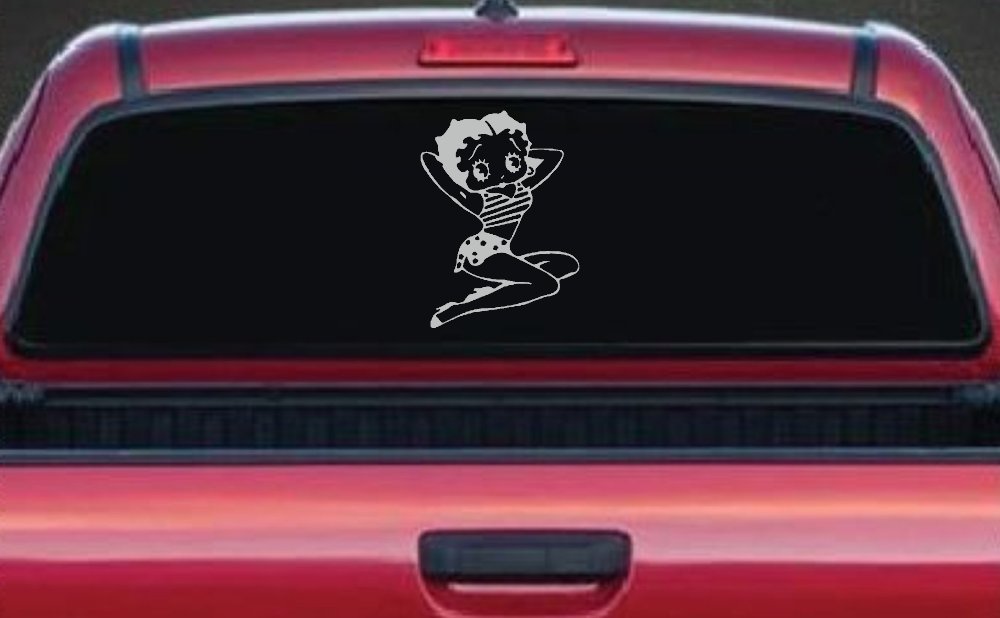 Betty Boop Arms Up Cartoons Lady Biker Car or Truck Window Decal Sticker