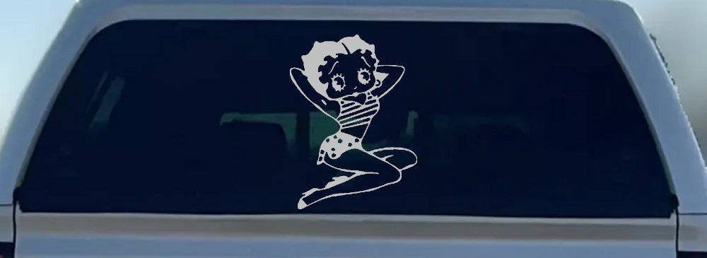 Betty Boop Arms Up Cartoons Lady Biker Car or Truck Window Decal Sticker