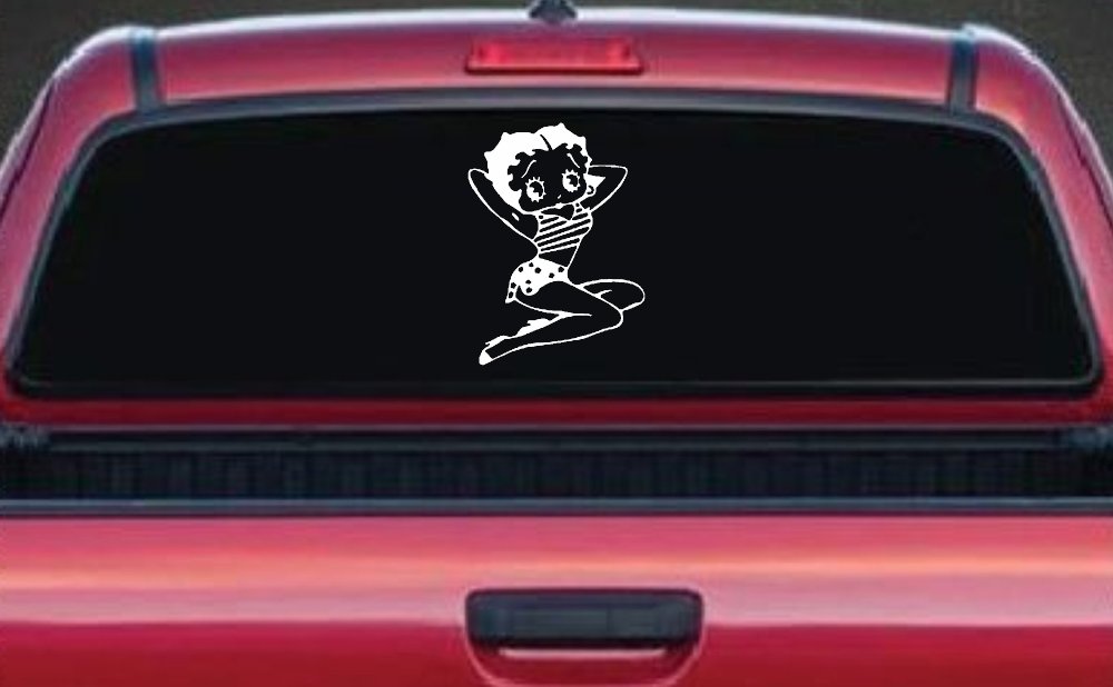 Betty Boop Arms Up Cartoons Lady Biker Car or Truck Window Decal Sticker