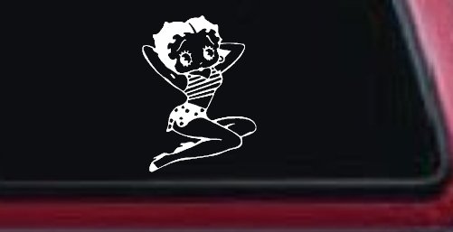 Betty Boop Arms Up Cartoons Lady Biker Car or Truck Window Decal Sticker