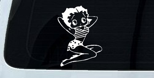 Betty Boop Arms Up Cartoons Lady Biker Car or Truck Window Decal Sticker