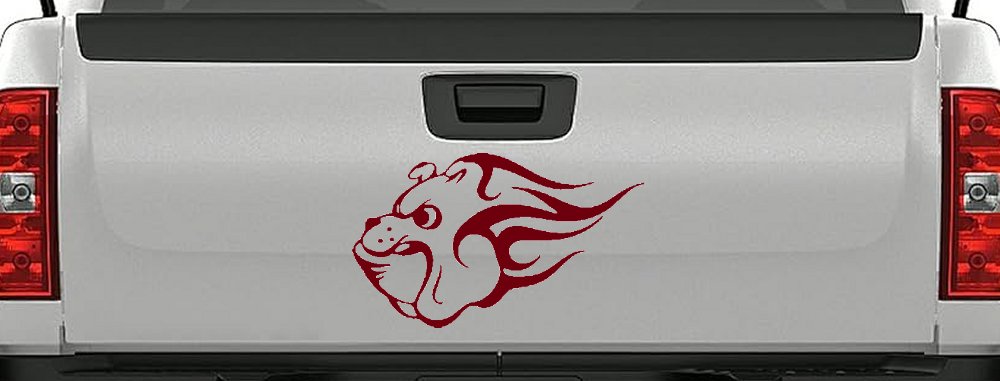 Tribal Bulldog Car or Truck Window Decal Sticker (Burgundy)