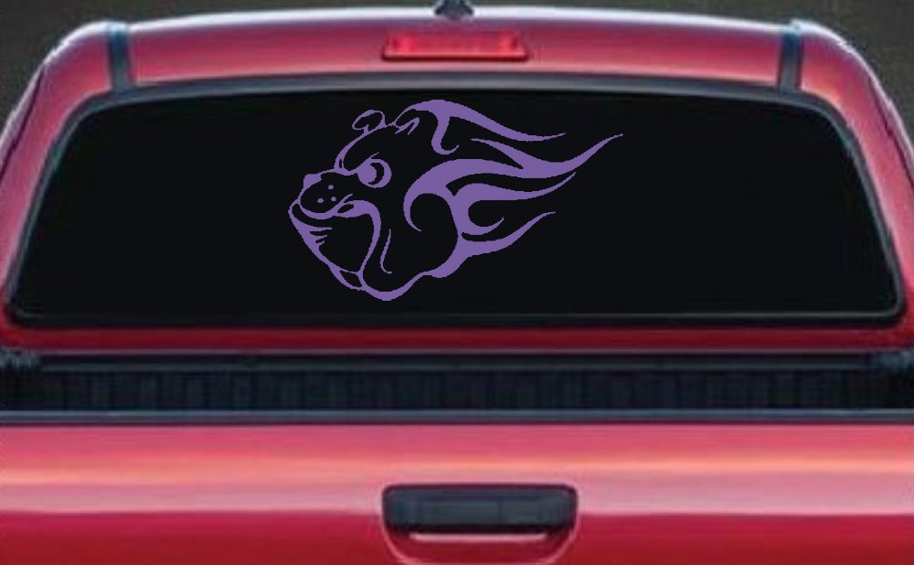 Tribal Bulldog Car or Truck Window Decal Sticker (Purple)