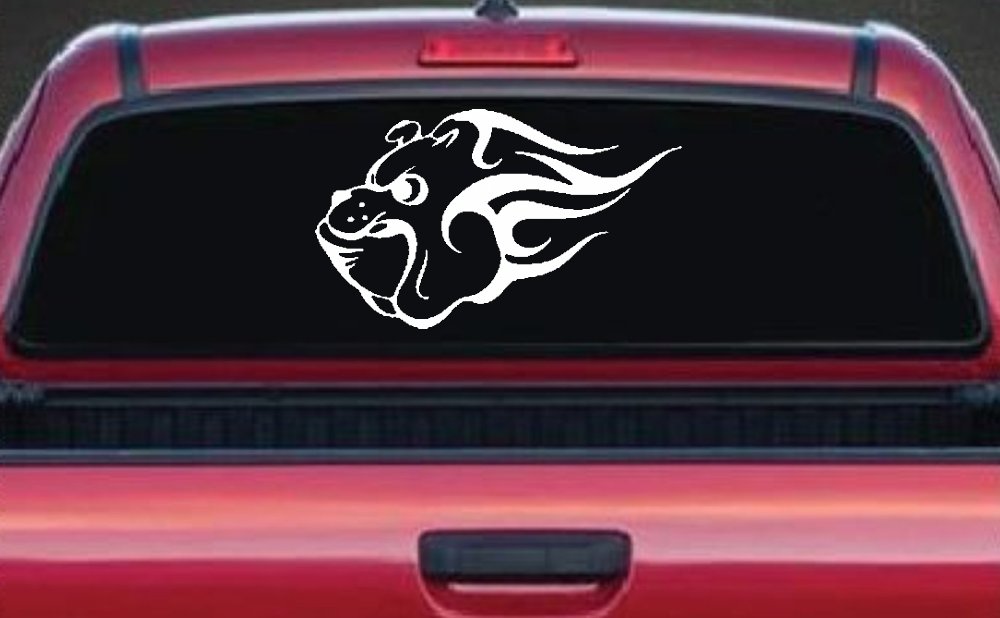 Tribal Bulldog Car or Truck Window Decal Sticker (White)