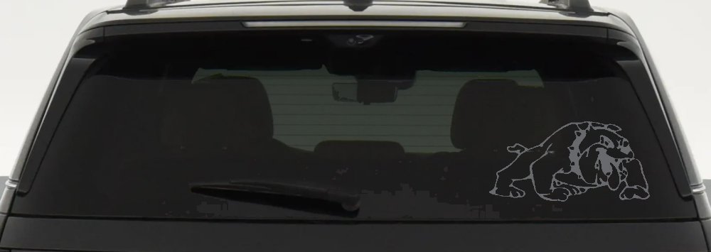 Bulldog Sports Car or Truck Window Decal Sticker (Silver)