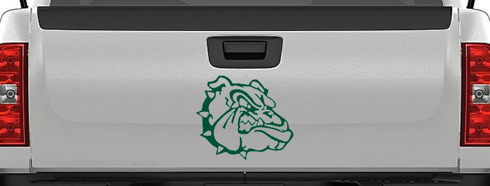 Bulldog Head Sports Car or Truck Window Decal Sticker (Dark Green)