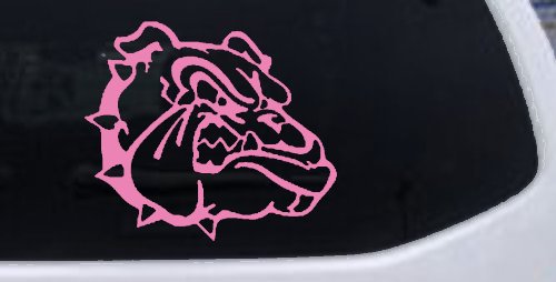 Bulldog Head Sports Car or Truck Window Decal Sticker (Pink)