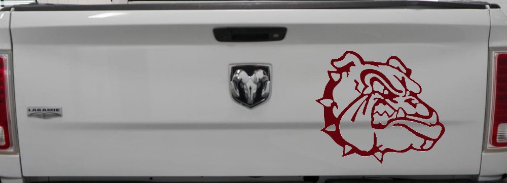 Bulldog Head Sports Car or Truck Window Decal Sticker (Purple Red)