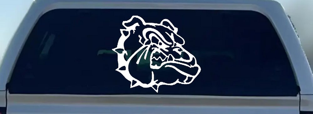 Bulldog Head Sports Car or Truck Window Decal Sticker (White)