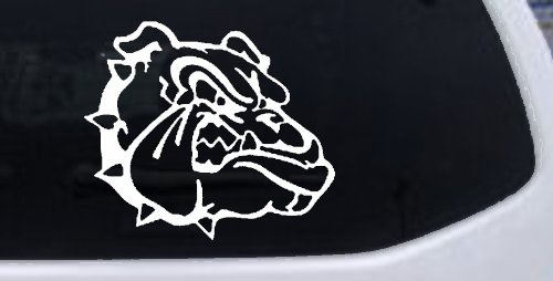 Bulldog Head Sports Car or Truck Window Decal Sticker (White)