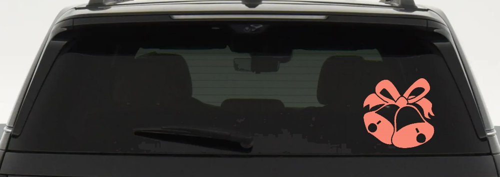 Christmas Bells Car Truck Decal Festive Window Vinyl Sticker (Coral)