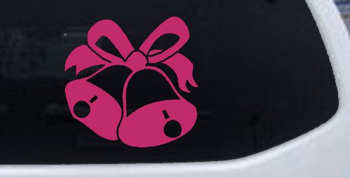 Christmas Bells Car or Truck Window Decal Sticker (Hot Pink)