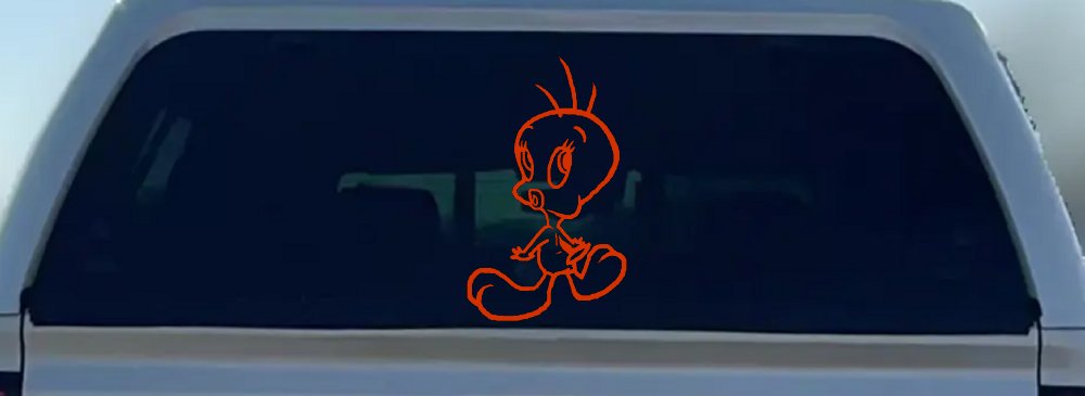 Tweety Bird Whistling Cartoons Car or Truck Window Decal Sticker (Orange Red)