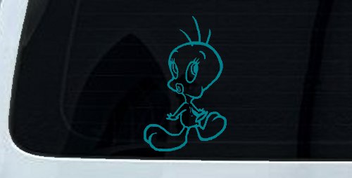 Tweety Bird Whistling Cartoons Car or Truck Window Decal Sticker (Turquoise Blue)
