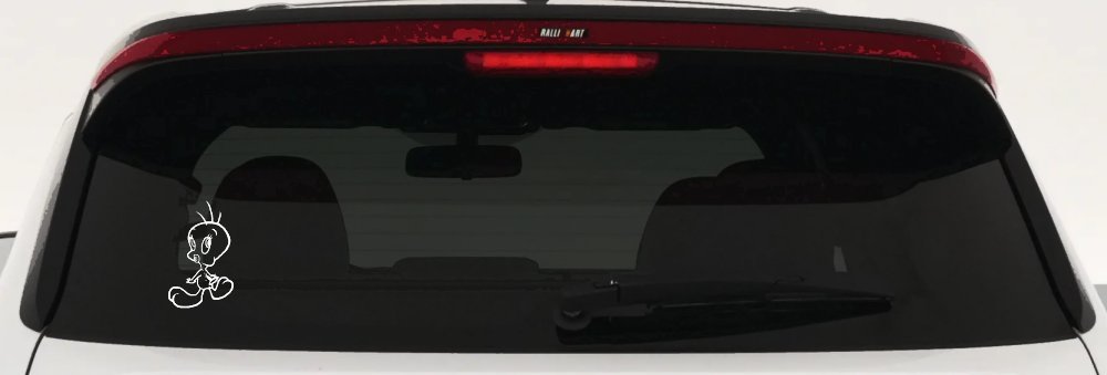 Tweety Bird Whistling Car Truck Window Vinyl Decal Sticker (White)