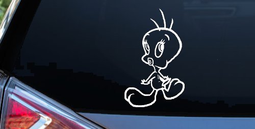 Tweety Bird Whistling Car Truck Window Vinyl Decal Sticker (White)