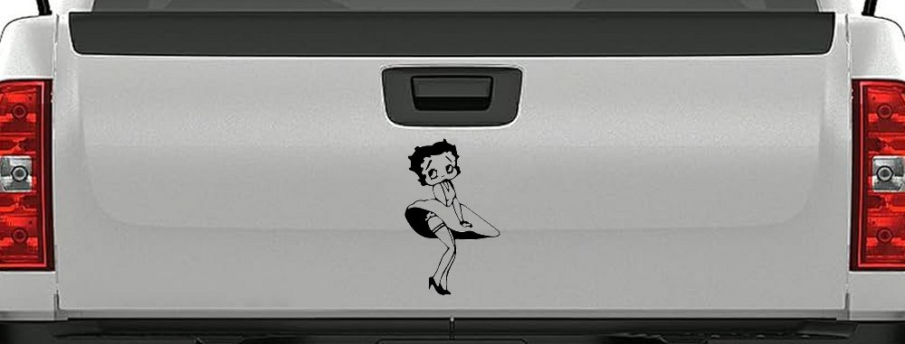 Betty Boop Skirt Lady Biker Cartoons Car or Truck Window Decal Sticker (Black)