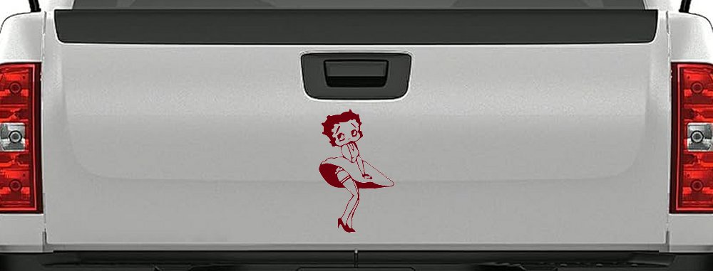 Betty Boop Skirt Lady Biker Cartoons Car or Truck Window Decal Sticker (Burgundy)