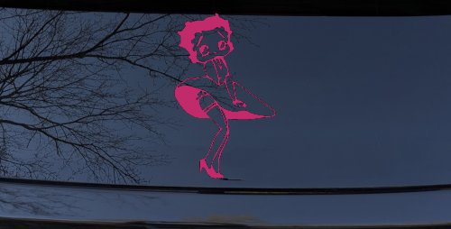 Betty Boop Skirt Lady Biker Car Truck Window Vinyl Decal Sticker (Hot Pink)