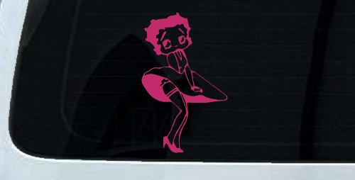 Betty Boop Skirt Lady Biker Cartoons Car or Truck Window Decal Sticker (Hot Pink)