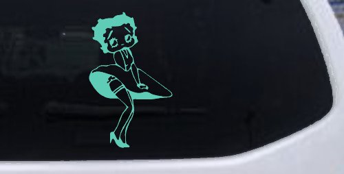 Betty Boop Skirt Lady Biker Cartoons Car or Truck Window Decal Sticker (Mint)