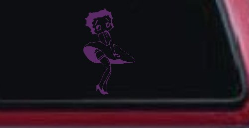 Betty Boop Skirt Lady Biker Cartoons Car or Truck Window Decal Sticker (Violet)